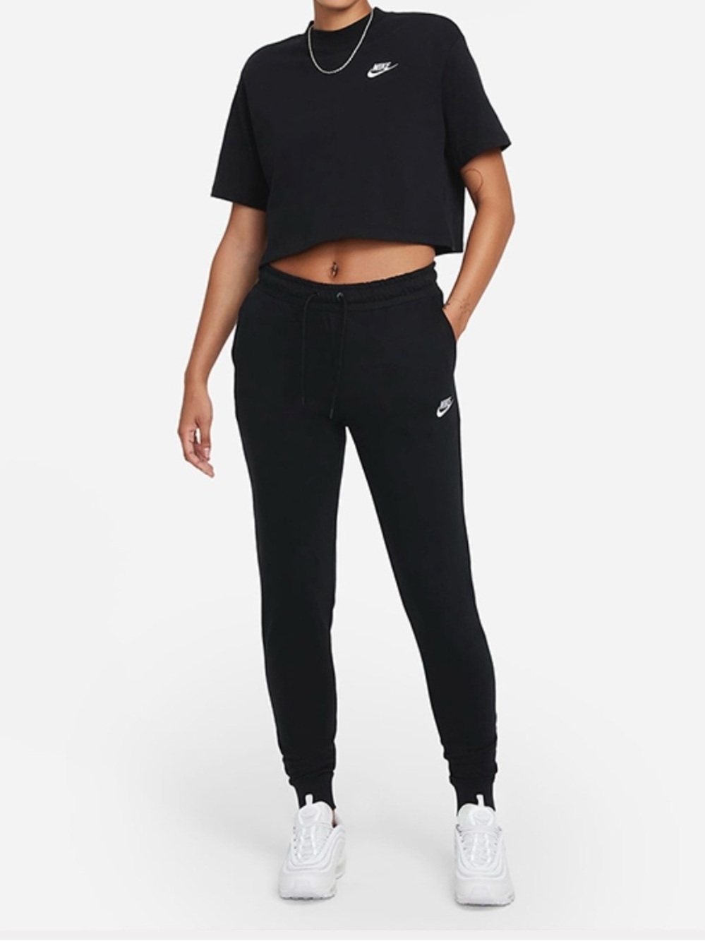 Nike Sportswear Essential Women's Cropped Loose Fit T-Shirt DQ3346-010 Black (L)
